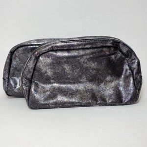 LOT 2 Bare Minerals Silver Makeup Bag Metallic